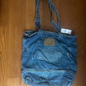 American Eagle large blue denim tote